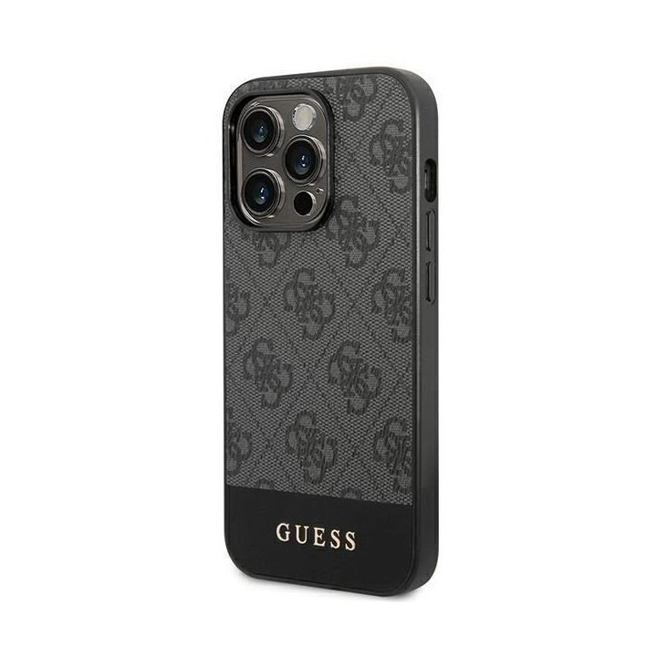 Guess GUHCP14XG4GLGR iPhone 14 Pro Max 6,7 pilkos/pilkos spalvos deklas 4G Stripe Collection