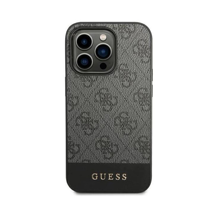Guess GUHCP14XG4GLGR iPhone 14 Pro Max 6,7 pilkos/pilkos spalvos deklas 4G Stripe Collection