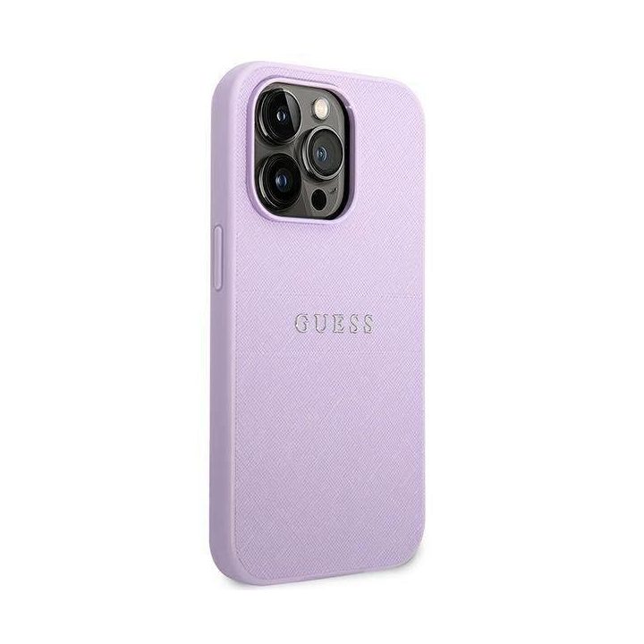 Guess GUHCP14LPSASBPU iPhone 14 Pro 6.1 fioletowy/purple Saffiano dirželis