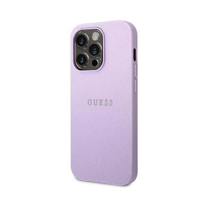 Guess GUHCP14LPSASBPU iPhone 14 Pro 6.1 fioletowy/purple Saffiano dirželis
