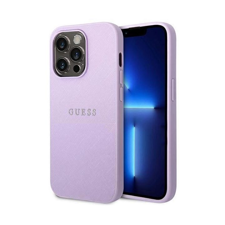 Guess GUHCP14LPSASBPU iPhone 14 Pro 6.1 fioletowy/purple Saffiano dirželis