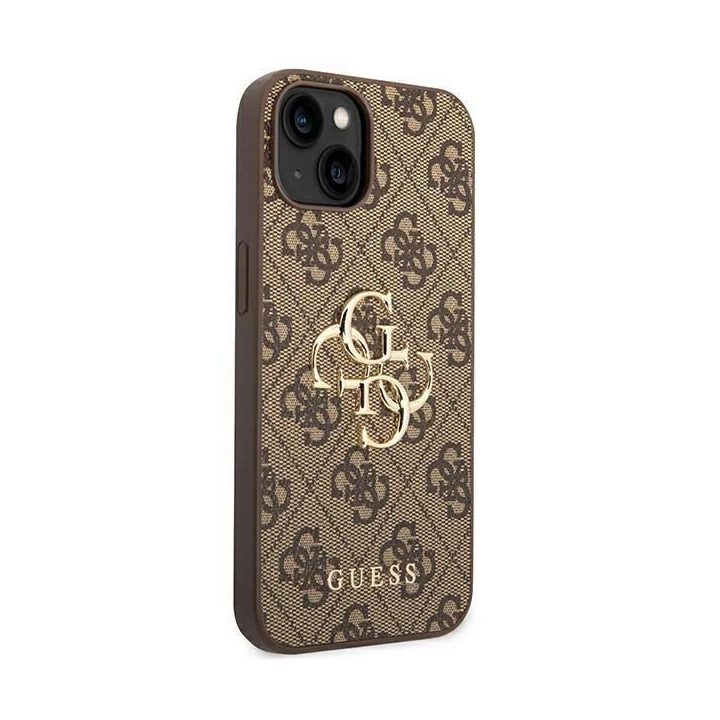 Numanykite, kad GUHCP14S4GMGBR iPhone 14 6,1 rudos spalvos kietas dėklas 4G, turintis didelį metalinį logotipą
