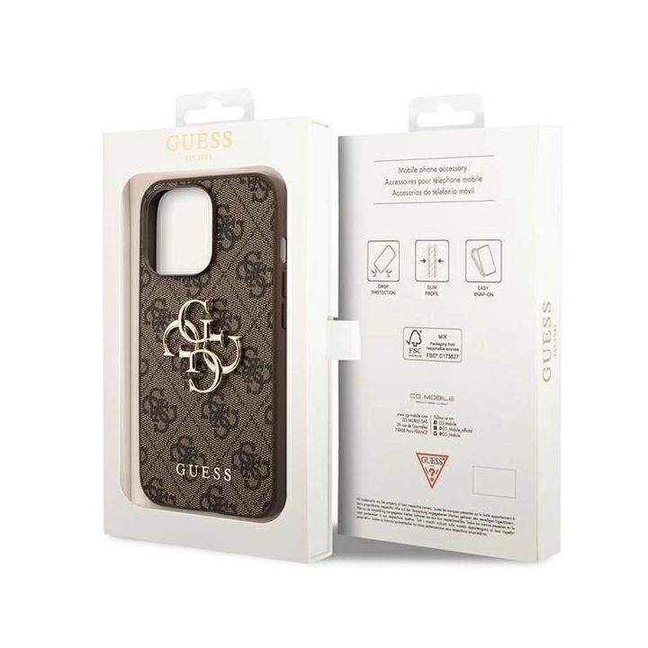 Guess GUHCP14X4GMGBR iPhone 14 Pro Max 6,7 brązowy/brown hardcase 4G Big Metal Logo