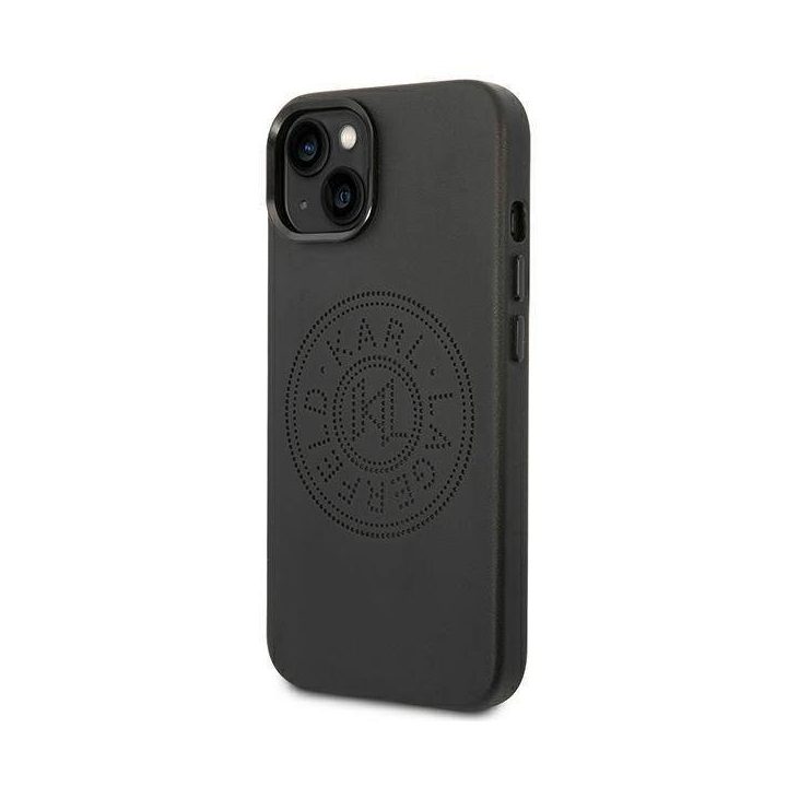 Karl Lagerfeld KLHCP14MFWHK iPhone 14 Plus 6,7 deklas juoda/juoda oda su perforuotu logotipu