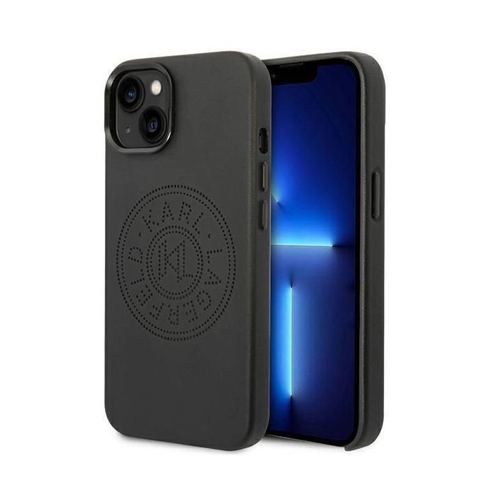 Karl Lagerfeld KLHCP14MFWHK iPhone 14 Plus 6,7 deklas juoda/juoda oda su perforuotu logotipu