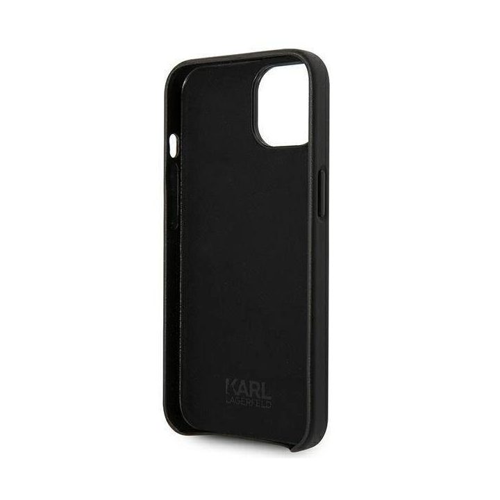 Karl Lagerfeld KLHCP14MFWHK iPhone 14 Plus 6,7 deklas juoda/juoda oda su perforuotu logotipu
