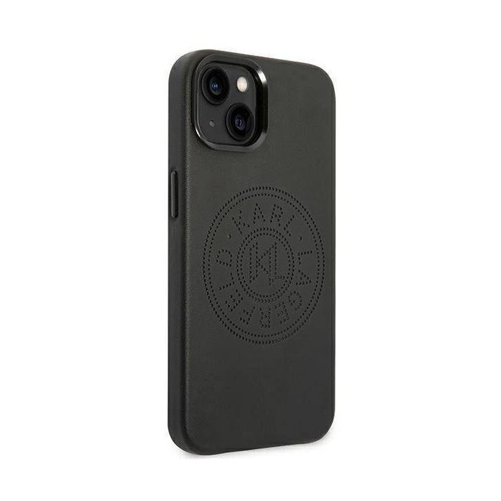 Karl Lagerfeld KLHCP14MFWHK iPhone 14 Plus 6,7 deklas juoda/juoda oda su perforuotu logotipu
