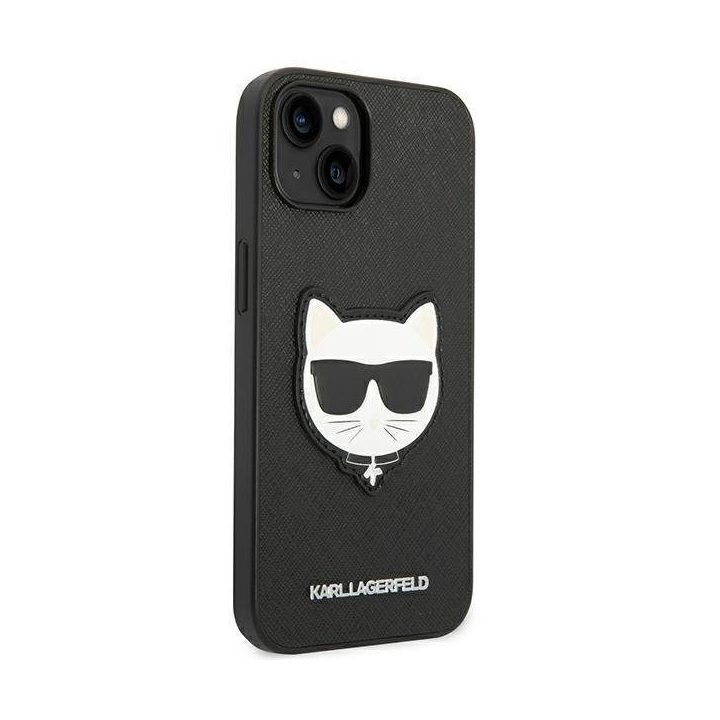 Karl Lagerfeld KLHCP14MSAPCHK iPhone 14 Plus 6.7 deklas juodas/juodas Saffiano Choupette Head Patch