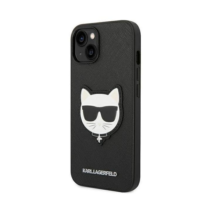 Karl Lagerfeld KLHCP14MSAPCHK iPhone 14 Plus 6.7 deklas juodas/juodas Saffiano Choupette Head Patch