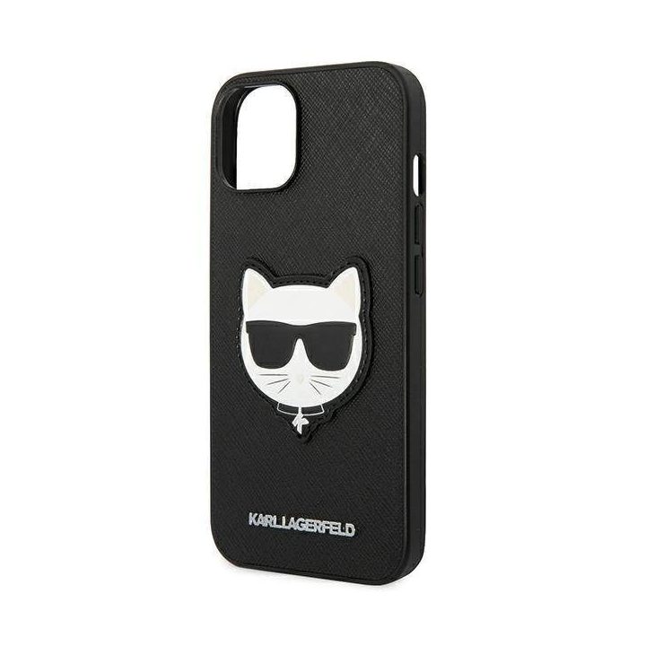 Karl Lagerfeld KLHCP14MSAPCHK iPhone 14 Plus 6.7 deklas juodas/juodas Saffiano Choupette Head Patch