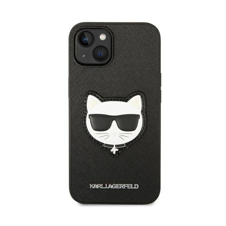Karl Lagerfeld KLHCP14MSAPCHK iPhone 14 Plus 6.7 deklas juodas/juodas Saffiano Choupette Head Patch