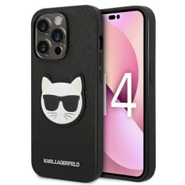 Karl Lagerfeld KLHCP14LSAPCHK iPhone 14 Pro 6.1 deklas juodas/juodas Saffiano Choupette Head Patch