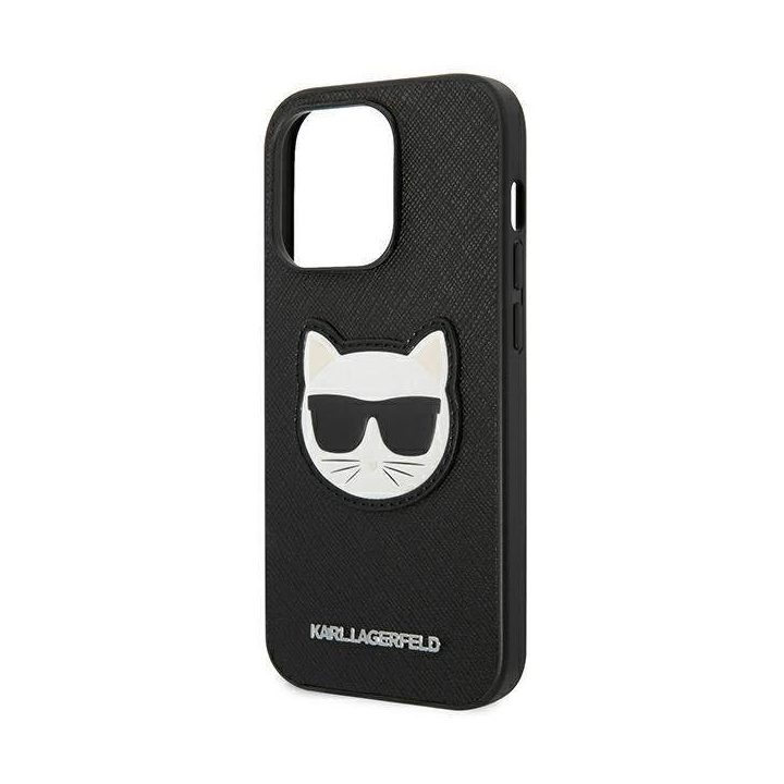 Karl Lagerfeld KLHCP14XSAPCHK iPhone 14 Pro Max 6.7 deklas juodas/juodas Saffiano Choupette Head Patch