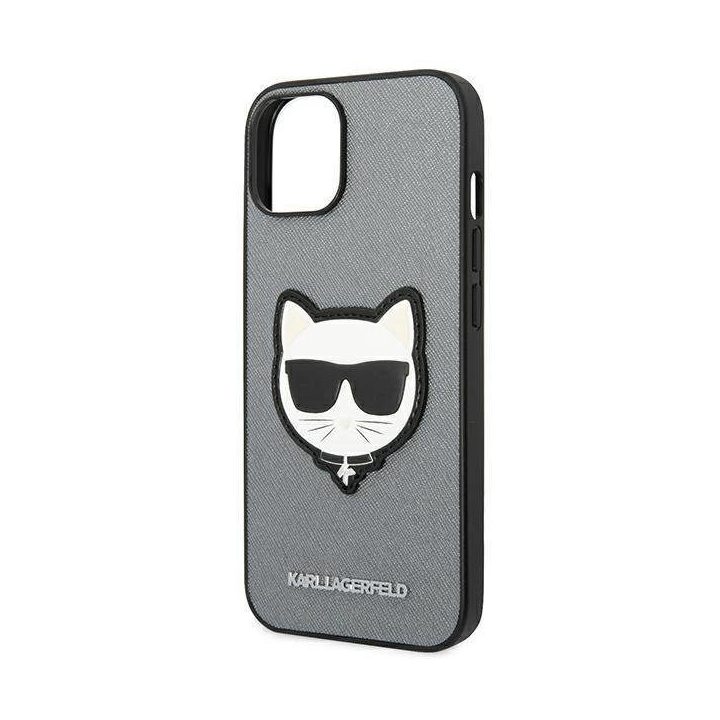 Karl Lagerfeld KLHCP14MSAPCHG iPhone 14 Plus 6.7 deklas sidabrinis Saffiano Choupette Head Patch