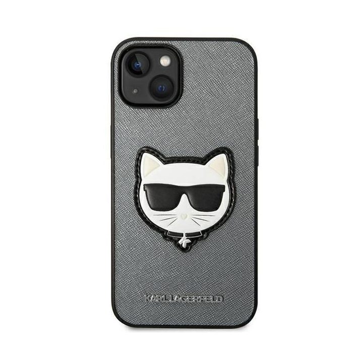 Karl Lagerfeld KLHCP14MSAPCHG iPhone 14 Plus 6.7 deklas sidabrinis Saffiano Choupette Head Patch
