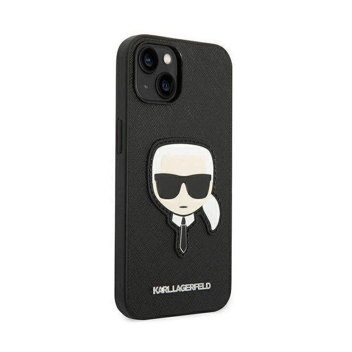 Karl Lagerfeld KLHCP14MSAPKHK iPhone 14 Plus 6,7 juodas/juodas deklas Saffiano Karl`s Head Patch