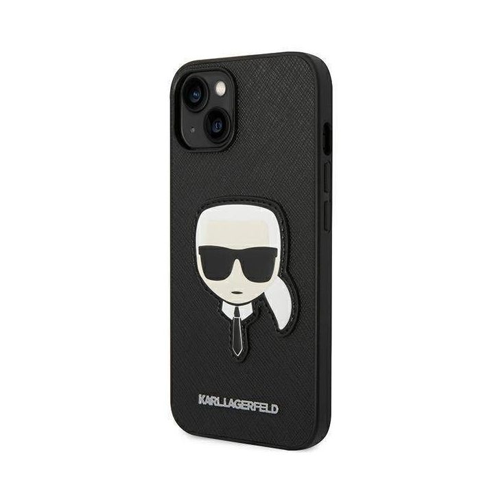 Karl Lagerfeld KLHCP14MSAPKHK iPhone 14 Plus 6,7 juodas/juodas deklas Saffiano Karl`s Head Patch