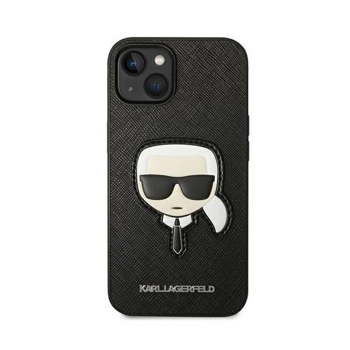 Karl Lagerfeld KLHCP14MSAPKHK iPhone 14 Plus 6,7 juodas/juodas deklas Saffiano Karl`s Head Patch