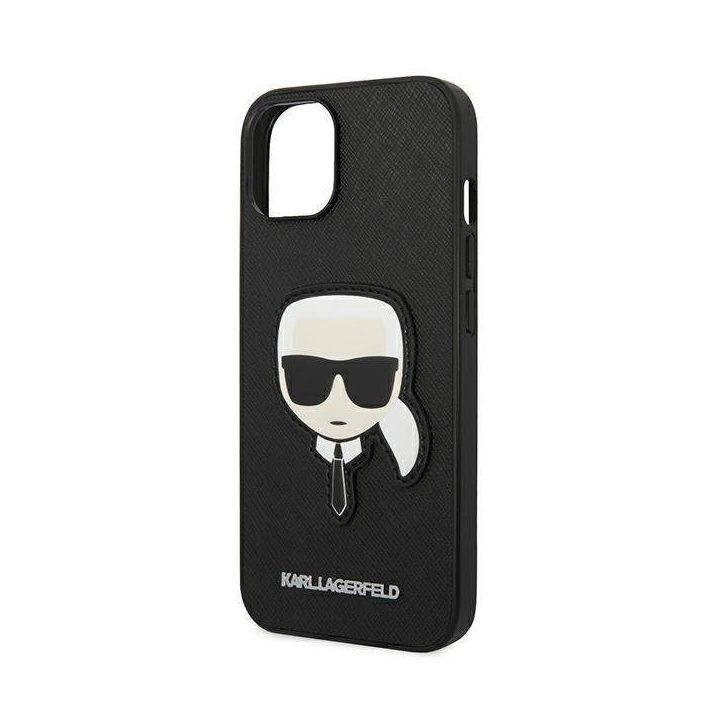 Karl Lagerfeld KLHCP14MSAPKHK iPhone 14 Plus 6,7 juodas/juodas deklas Saffiano Karl`s Head Patch
