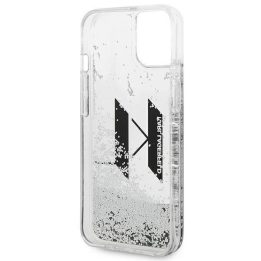 Karl Lagerfeld iPhone 14 sidabrinis dėklas Liquid Glitter