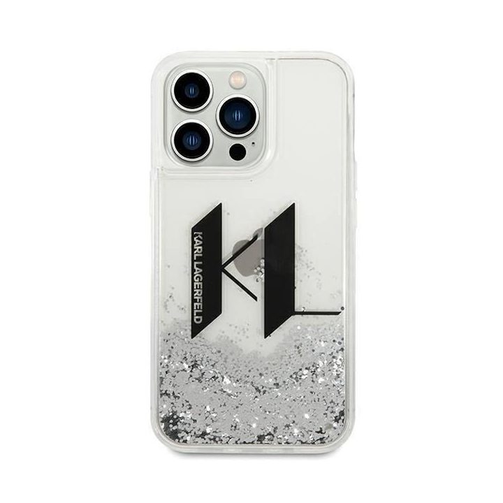 Karl Lagerfeld KLHCP14LLBKLCS iPhone 14 Pro 6,1 sidabrinis/sidabrinis deklas Liquid Glitter Big KL
