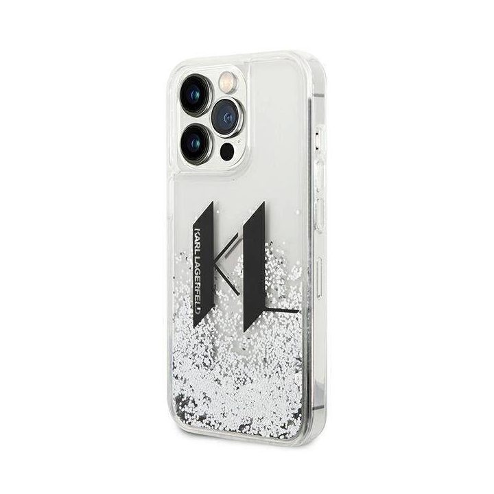 Karl Lagerfeld KLHCP14LLBKLCS iPhone 14 Pro 6,1 sidabrinis/sidabrinis deklas Liquid Glitter Big KL