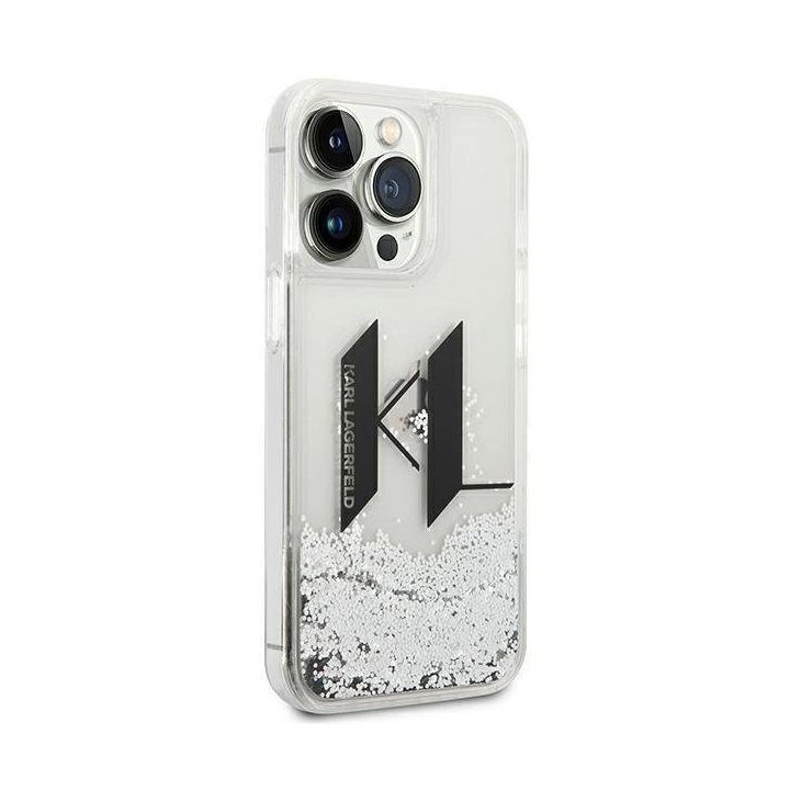 Karl Lagerfeld KLHCP14LLBKLCS iPhone 14 Pro 6,1 sidabrinis/sidabrinis deklas Liquid Glitter Big KL