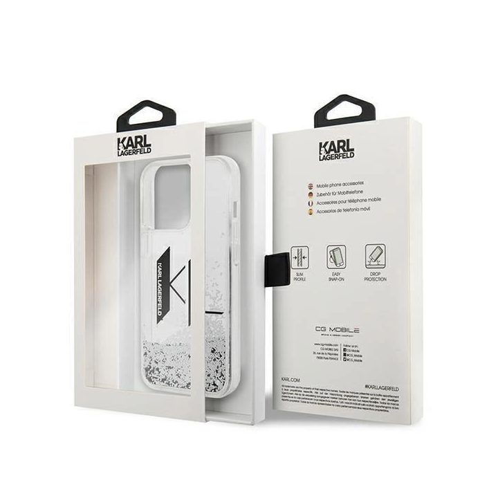 Karl Lagerfeld KLHCP14LLBKLCS iPhone 14 Pro 6,1 sidabrinis/sidabrinis deklas Liquid Glitter Big KL