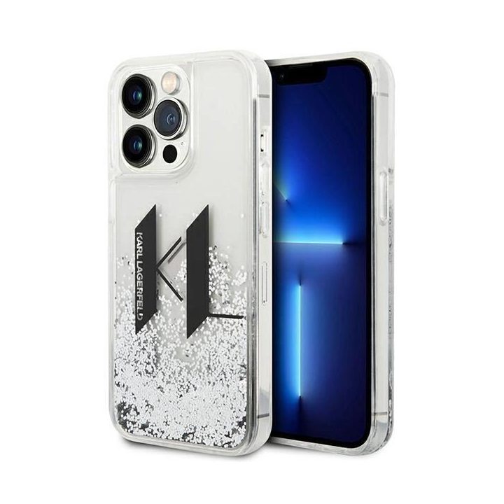 Karl Lagerfeld KLHCP14LLBKLCS iPhone 14 Pro 6,1 sidabrinis/sidabrinis deklas Liquid Glitter Big KL