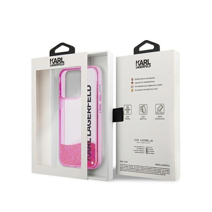 Karl Lagerfeld KLHCP14LLCKVF iPhone 14 Pro 6,1 różowy/pink deklas Liquid Glitter Elong