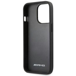 AMG AMHCP14LDOLBK iPhone 14 Pro 6.1 juodas / juodas deklas odinis su karštu įspaudu