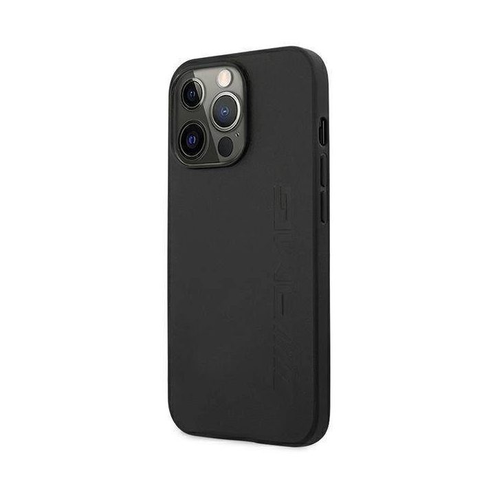 AMG AMHCP14LDOLBK iPhone 14 Pro 6.1 juodas / juodas deklas odinis su karštu įspaudu