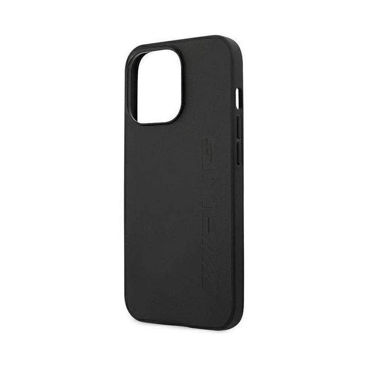 AMG AMHCP14LDOLBK iPhone 14 Pro 6.1 juodas / juodas deklas odinis su karštu įspaudu