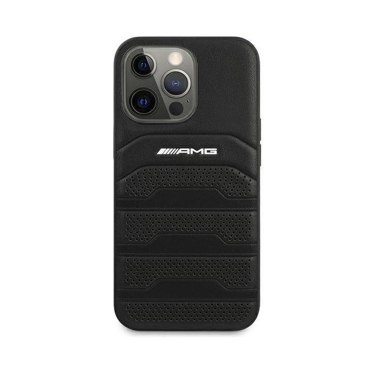 AMG AMHCP14LGSEBK iPhone 14 Pro 6,1 juodas / juodas deklas Odinis su įspaustomis linijomis