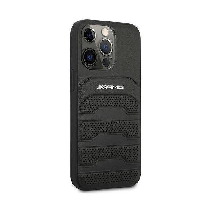 AMG AMHCP14LGSEBK iPhone 14 Pro 6,1 juodas / juodas deklas Odinis su įspaustomis linijomis