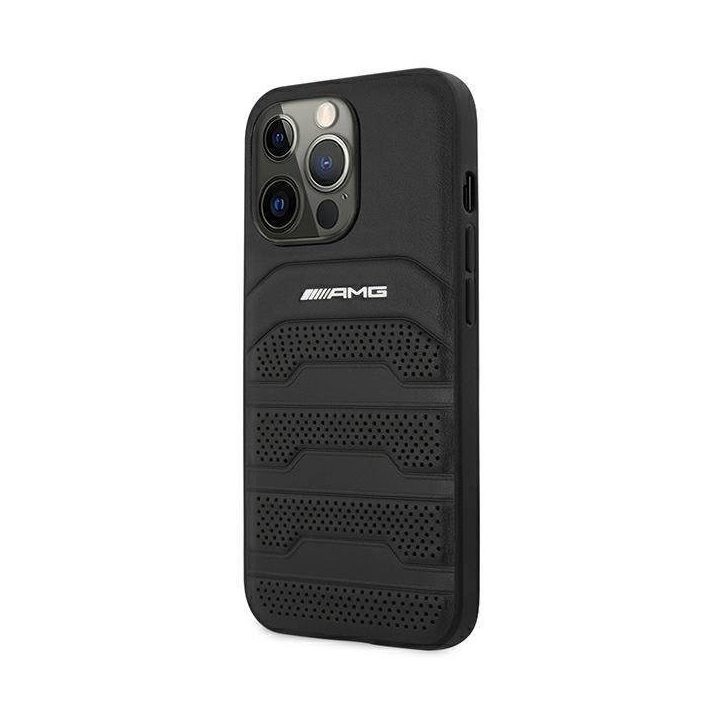 AMG AMHCP14LGSEBK iPhone 14 Pro 6,1 juodas / juodas deklas Odinis su įspaustomis linijomis