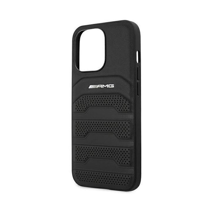 AMG AMHCP14LGSEBK iPhone 14 Pro 6,1 juodas / juodas deklas Odinis su įspaustomis linijomis