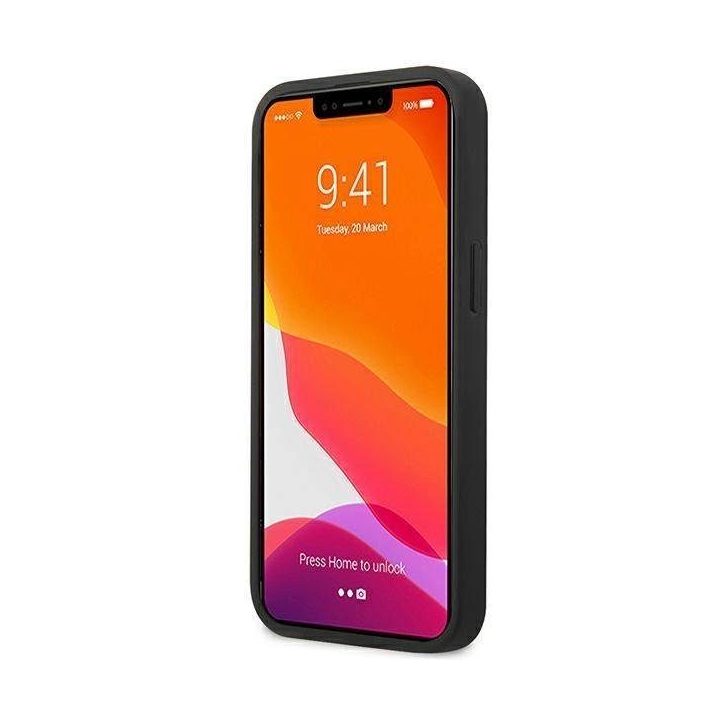 AMG AMHCP14MGSEBK iPhone 14 Plus 6,7 , juodas / juodas deklas, odinis, su įspaustomis linijomis