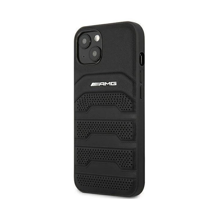 AMG AMHCP14MGSEBK iPhone 14 Plus 6,7 , juodas / juodas deklas, odinis, su įspaustomis linijomis