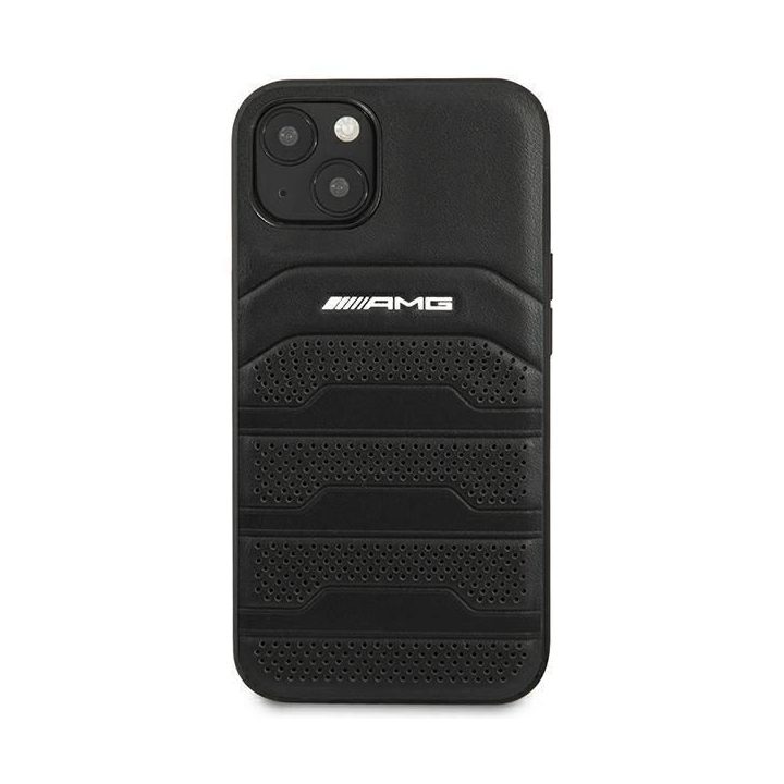 AMG AMHCP14MGSEBK iPhone 14 Plus 6,7 , juodas / juodas deklas, odinis, su įspaustomis linijomis