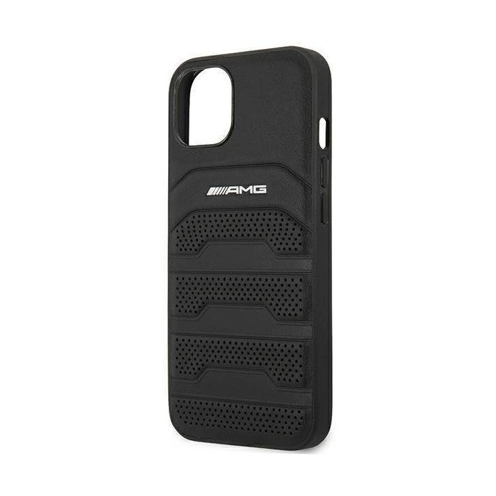 AMG AMHCP14MGSEBK iPhone 14 Plus 6,7 , juodas / juodas deklas, odinis, su įspaustomis linijomis