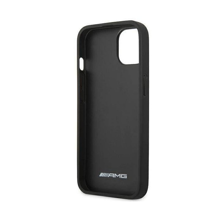 AMG AMHCP14MGSEBK iPhone 14 Plus 6,7 , juodas / juodas deklas, odinis, su įspaustomis linijomis