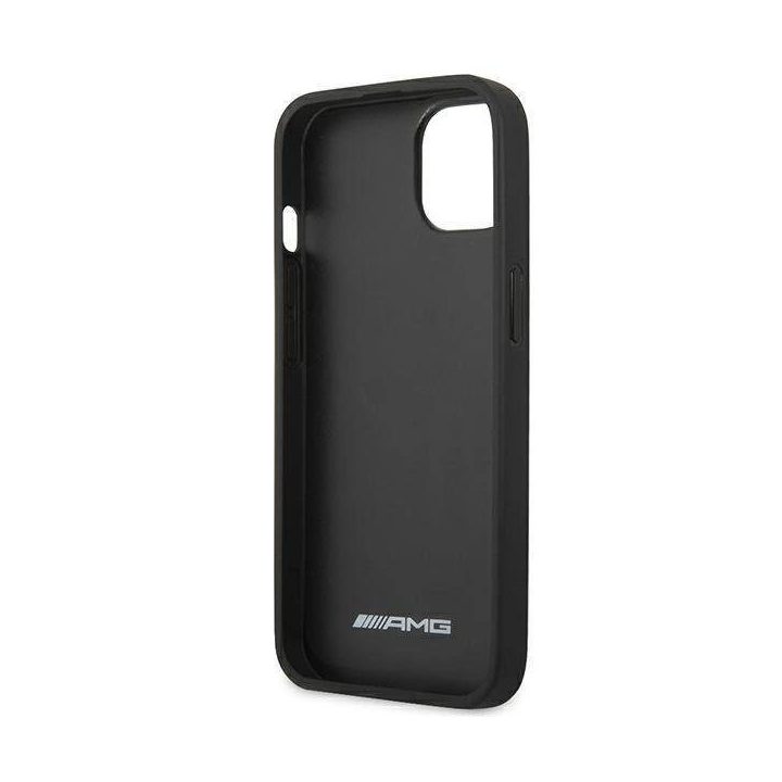 AMG AMHCP14SDOLBK iPhone 14 6,1 juodas / juodas deklas odinis su karštu įspaudu
