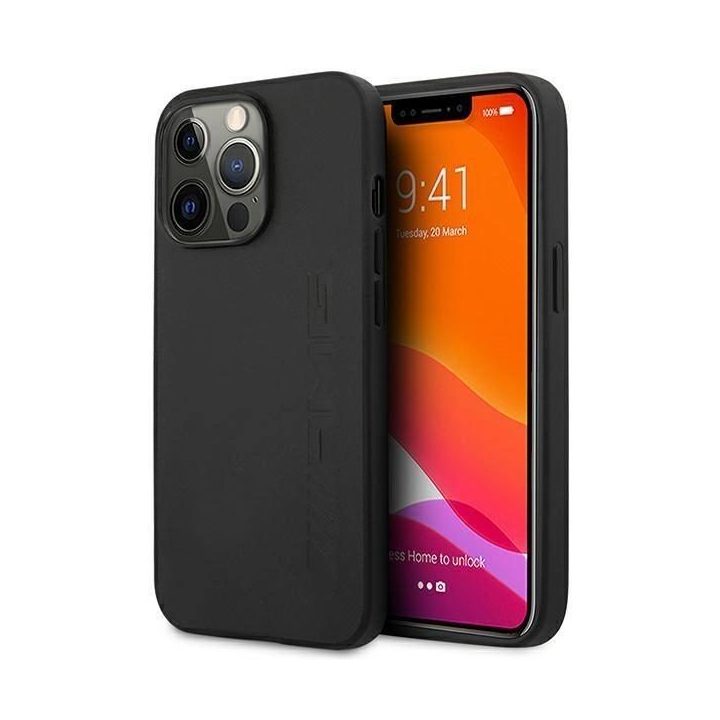 AMG AMHCP14XDOLBK iPhone 14 Pro Max 6,7 juodas / juodas deklas Odinis, karštai štampuotas