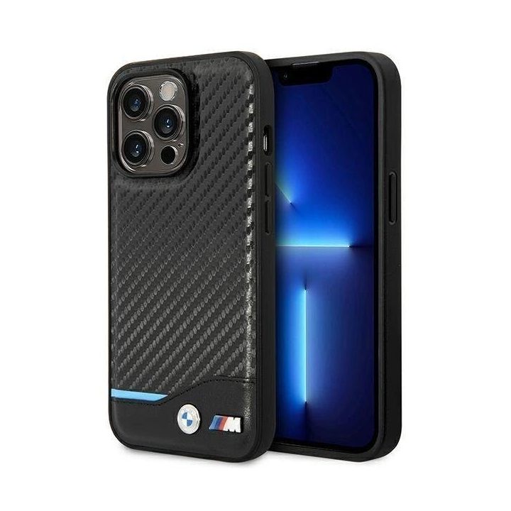 Dėklas BMW BMHCP14L22NBCK iPhone 14 Pro 6.1 juodas / juodas Odinis Anglis