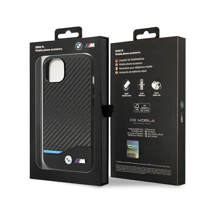 Dėklas BMW BMHCP14M22NBCK iPhone 14 Plus 6,7 juodas / juodas Odinis Anglis