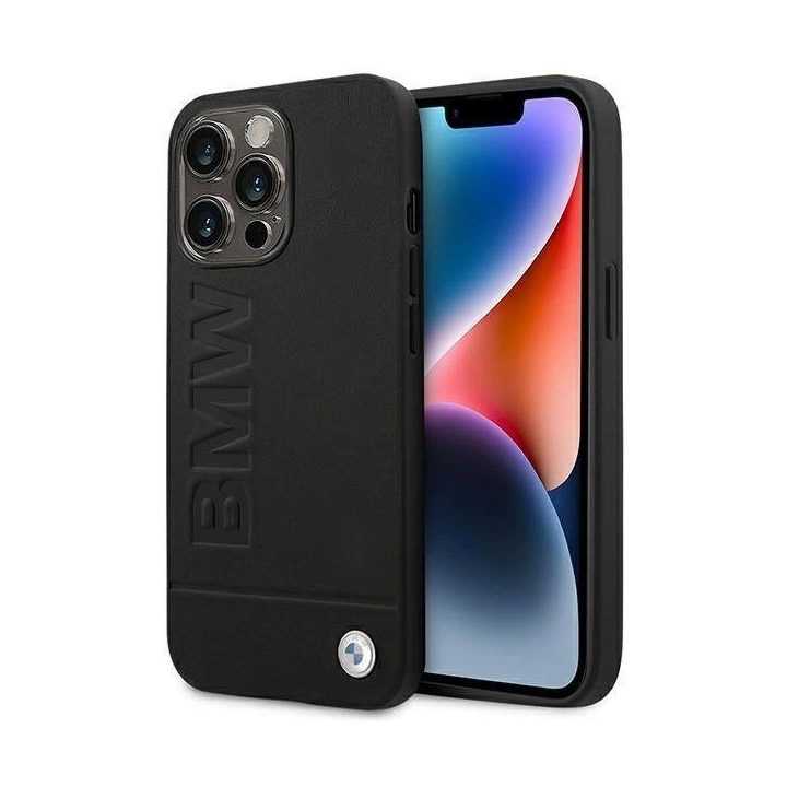 Dėklas BMW BMHCP14XSLLBK iPhone 14 Pro Max 6,7 juodas / juodas Odinis antspaudas