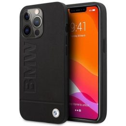 Dėklas BMW BMHMP14LSLLBK iPhone 14 Pro 6,1 Juodos spalvos/juodas deklas su logotipu ir įspaudu Magsafe