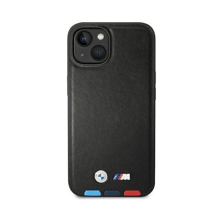 Dėklas BMW BMHMP14M22PTDK iPhone 14 Plus 6.7 juodas / juodas Odinis antspaudas Tricolor Magsafe