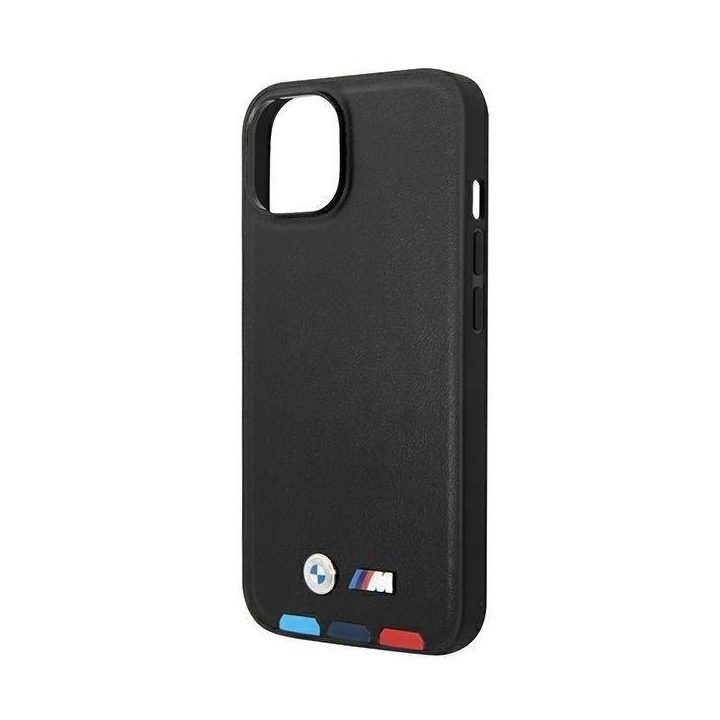 Dėklas BMW BMHMP14M22PTDK iPhone 14 Plus 6.7 juodas / juodas Odinis antspaudas Tricolor Magsafe